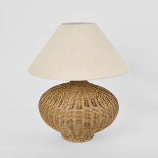 Dallas Rattan Table Lamp with linen shade