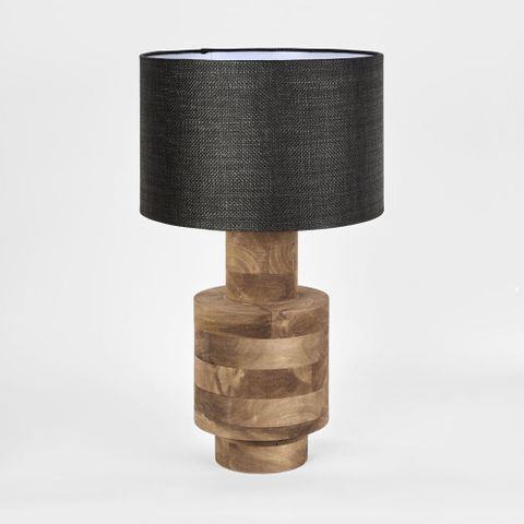 Circa Timber Table Lamp Small Black Shade