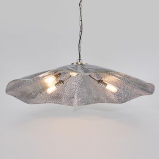 Melville Ceiling Pendant Hammered Large Antique Silver