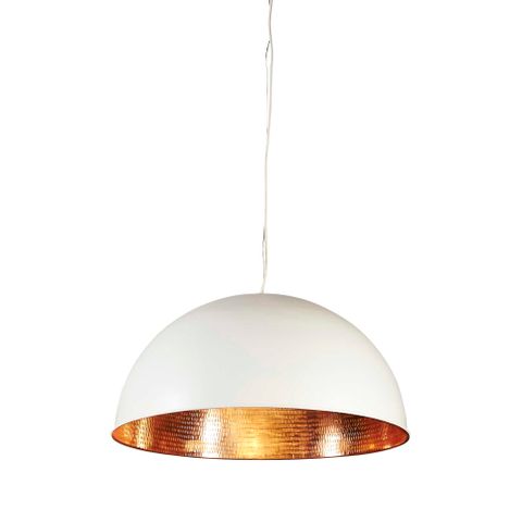 Alfresco Dome Ceiling Pendant White and Copper