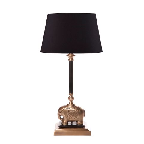 Sabu Elephant Table Lamp Base Antique Brass and Black- Base Only