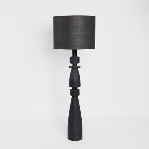 Magnus Wood Floor Lamp Black Base with Black Shade