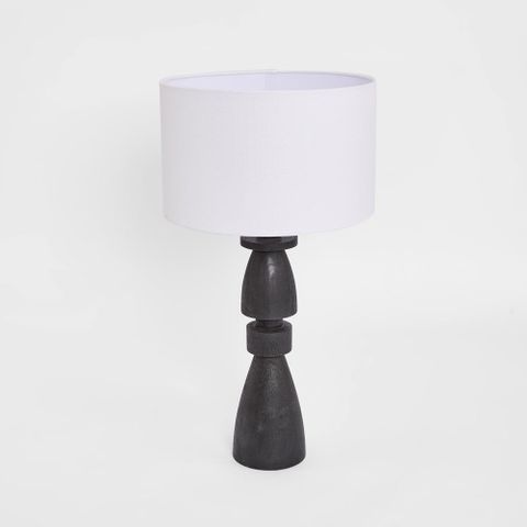 Magnus Wood Table Lamp Black Base with White Shade