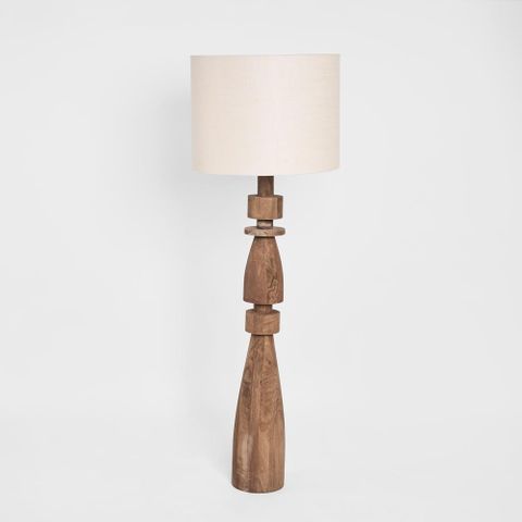 Magnus Wood Floor Lamp Saddle Base with Natural Shade
