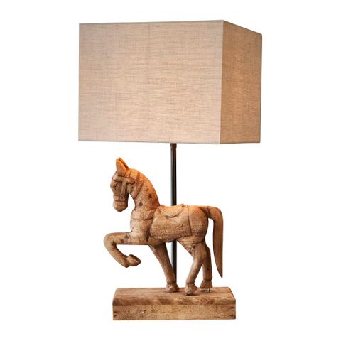 Bonnie - Dark Natural - Small Wooden Horse Table Lamp