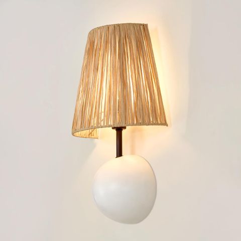 Cove Wall Light Wall Light with Raffia Shade