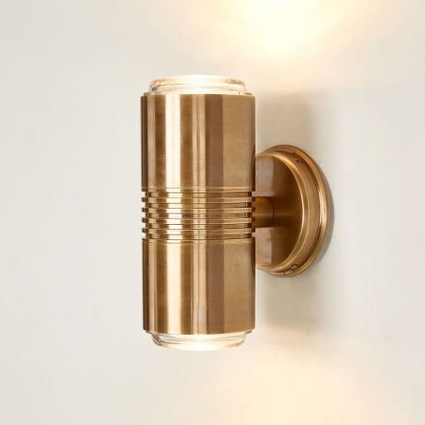 Primrose Up and Down Outdoor Wall Light Antique Brass