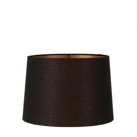 Linen Drum Lamp Shade Medium Black with Gold Lining