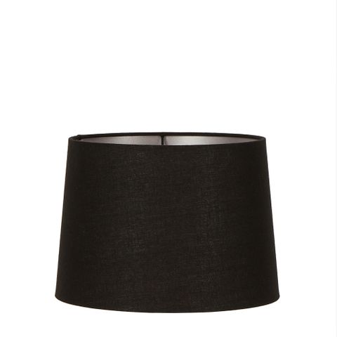 Linen Drum Lamp Shade Medium Black with Silver Lining