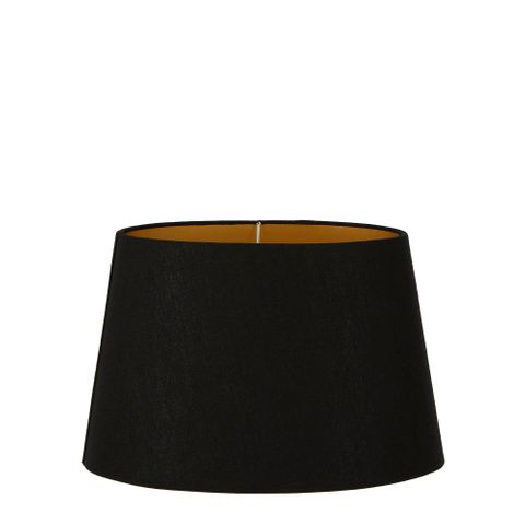 Linen Oval Lamp Shade Medium Black with Gold Lining
