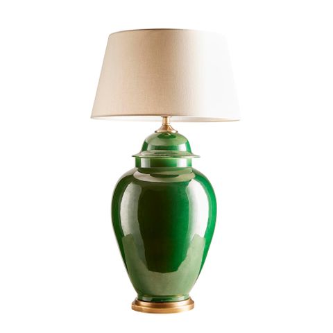 Fine Cotton Ceramic Table Lamp Base Emerald