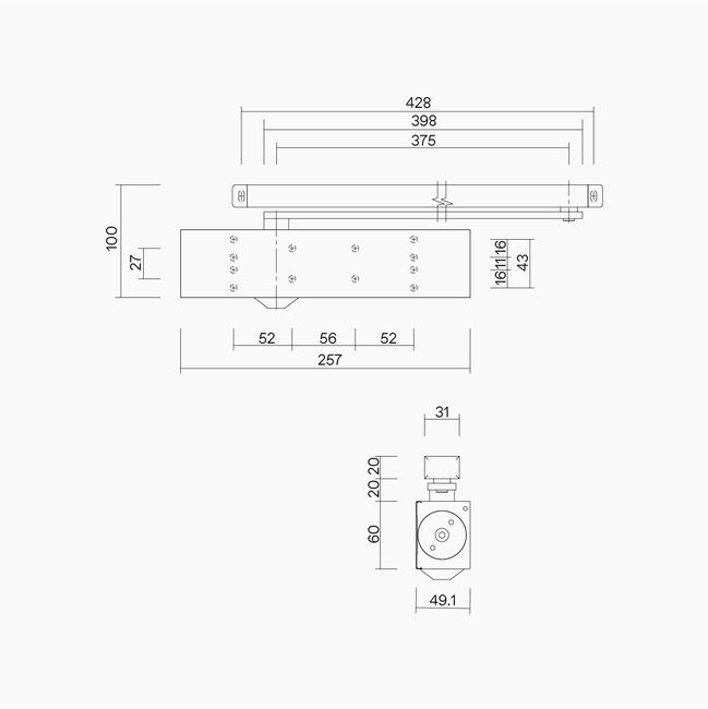 D1203 Cam Action Closer DDA Compliant Size 1-5 Push Side SIL