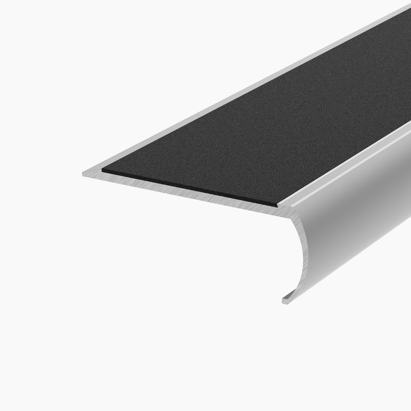 Bullnose Aluminium Stair Nosing With Black Non-Slip Infill 3000mm #