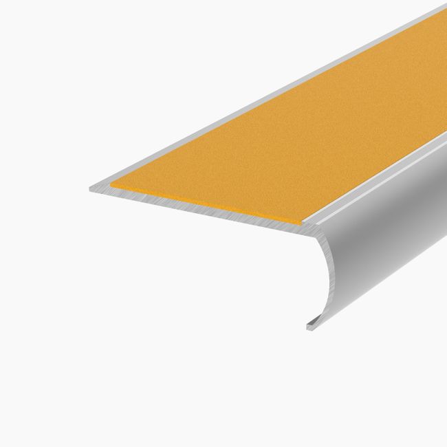 Bullnose Aluminium Stair Nosing With Yellow Non-Slip Infill 3000mm #