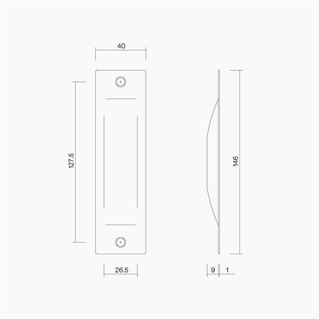 Flush Pull Pair 146x40mm SSS