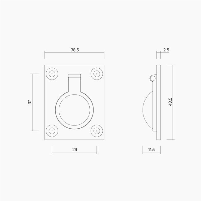 Rectangle Flush Ring Pull 48mm