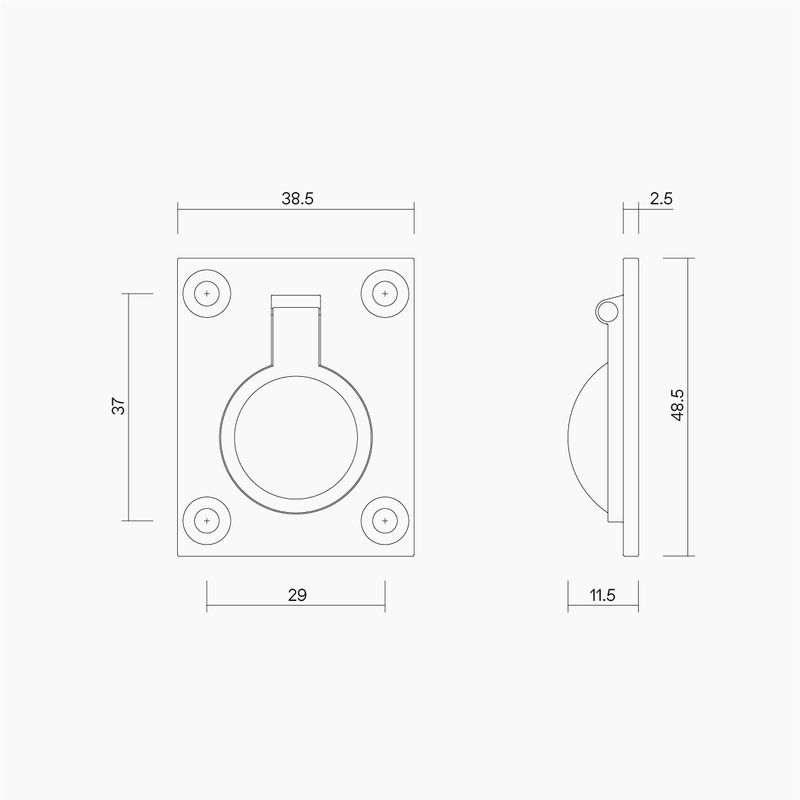 Rectangle Flush Ring Pull 48mm