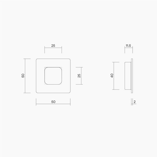 Square Flush Pull 50mm