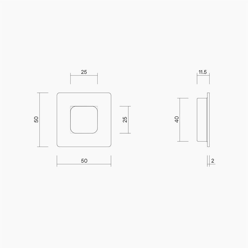 Square Flush Pull 50mm