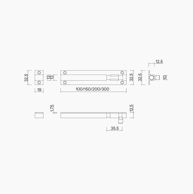 Barrel Bolt 150mm SC