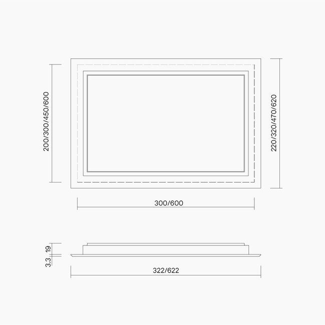 Optilite 900x600mm NA Aluminium