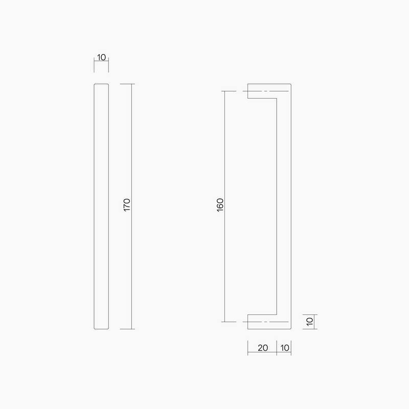 Square Handle 160 x 10mm SSS