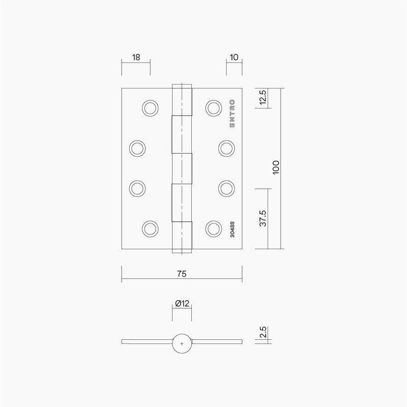 Loose Pin Hinge 100x75x2.5mm SSS