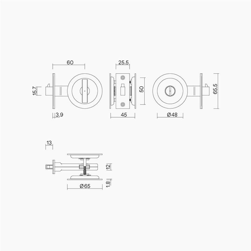 Round Sliding Door Privacy Lock MBLK