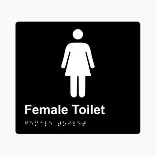 Female Toilet Braille Sign 200x180mm BLK