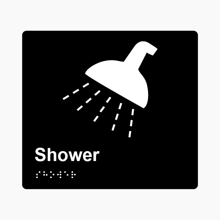 Shower Braille Sign 200x180mm BLK