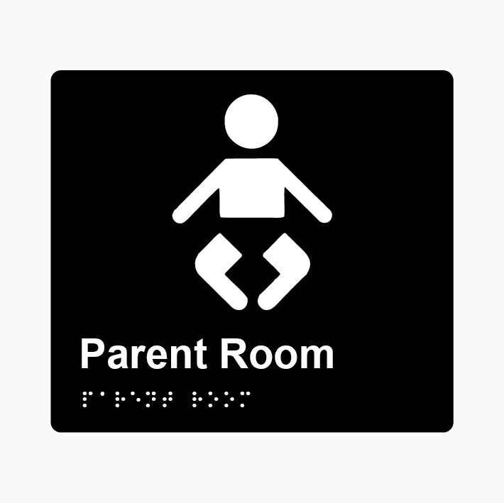 Parent Room Braille Sign 200x180mm BLK