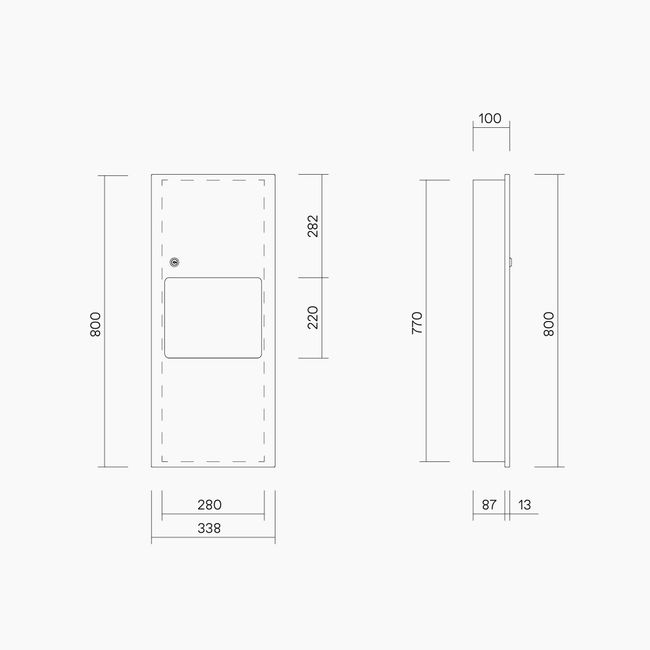 Recessed Paper Towel Dispenser And Waste Receptacle