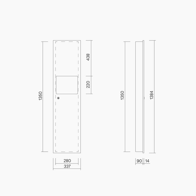 Recessed Paper Towel Dispenser And Waste Receptacle