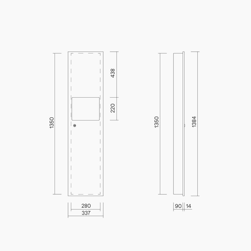 Recessed Paper Towel Dispenser And Waste Receptacle