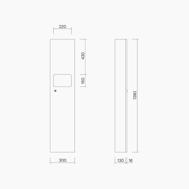 Surface Mounted Paper Towel Dispenser And Waste Receptacle