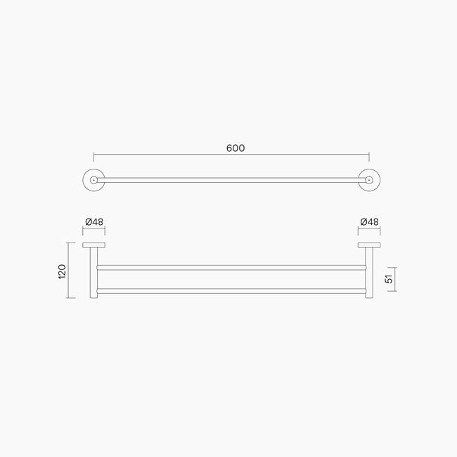 Dual Fix Double Towel Rail 600mm PSS