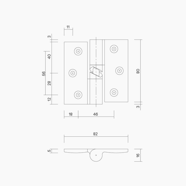 Gravity Hinge Set Left Hand SC Hold Closed (*pack hinges in pairs with screws)