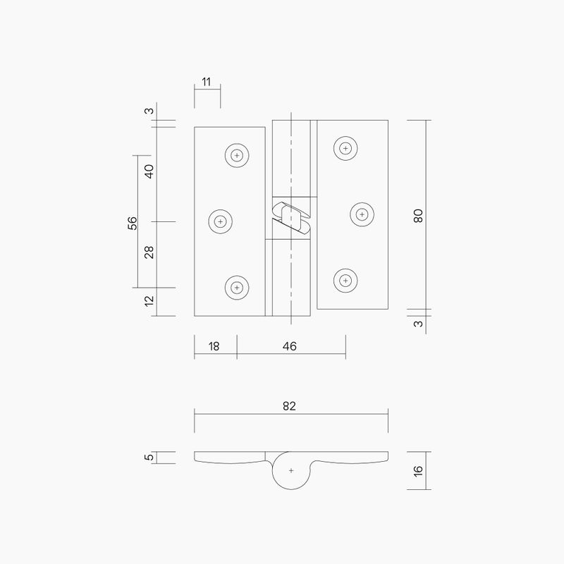 Gravity Hinge Set Left Hand SC Hold Closed (*pack hinges in pairs with screws)