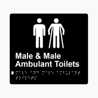 Male & Male Ambulant Toilets Braille Sign 200x180mm BLK