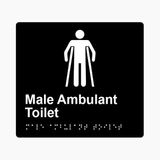 Male Ambulant Toilet Braille Sign 200x180mm BLK
