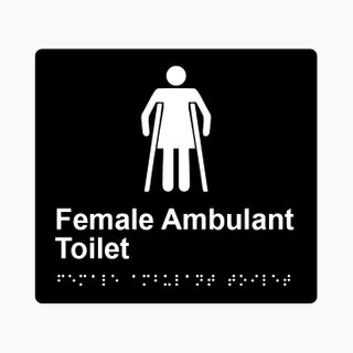 Female Ambulant Toilet Braille Sign 200x180mm BLK