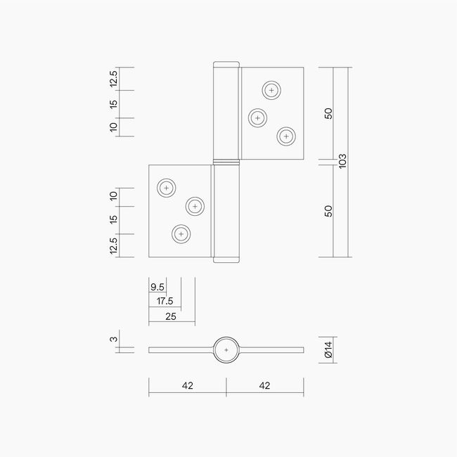 Aluminium Lift Off Hinge Universal NA