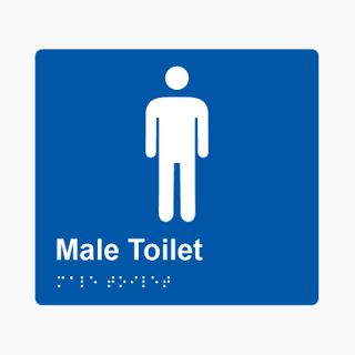 Male Toilet Braille Sign 200x180mm BLU