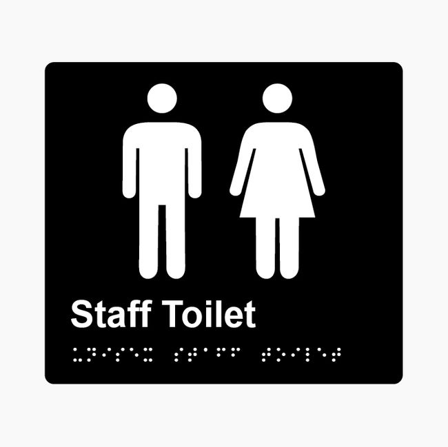 Staff Toilet Braille Sign 200x180mm BLK #