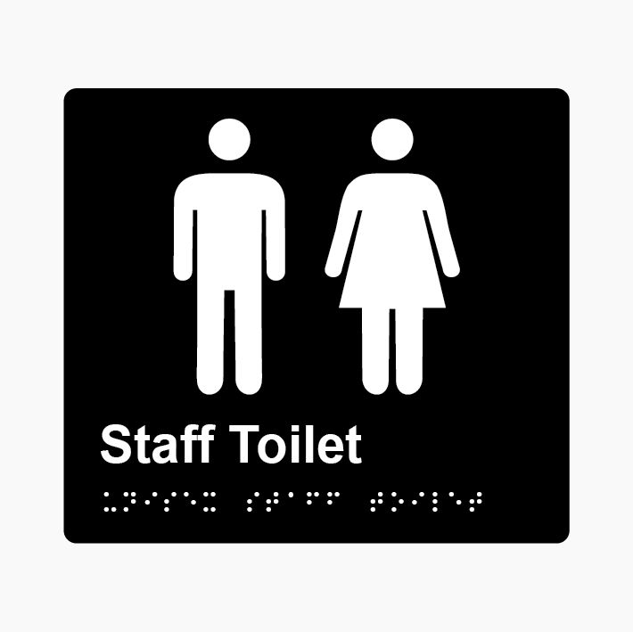Staff Toilet Braille Sign 200x180mm BLK #