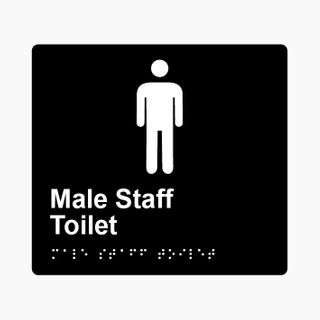 Male Staff Toilet Braille Sign 200x180mm BLK #