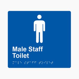 Male Staff Toilet Braille Sign 200x180mm BLU #