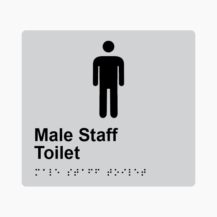 Male Staff Toilet Braille Sign 200x180mm SLV #