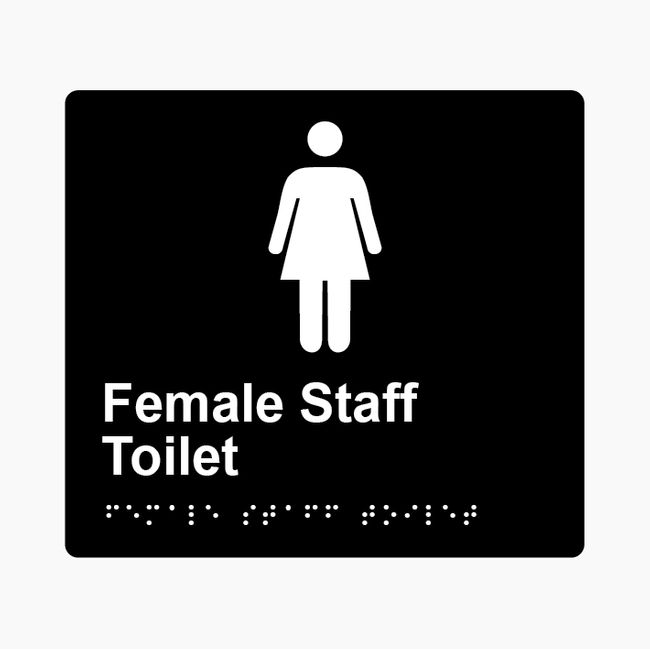 Female Staff Toilet Braille Sign 200x180mm BLK #