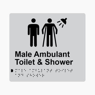Male Ambulant Toilet & Shower Braille Sign 200x180mm SLV #